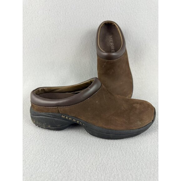 Merrell Encore Jungle Primo Moc Shoes Women's Size 7 Brown Suede Slip On Clogs - Picture 1 of 10
